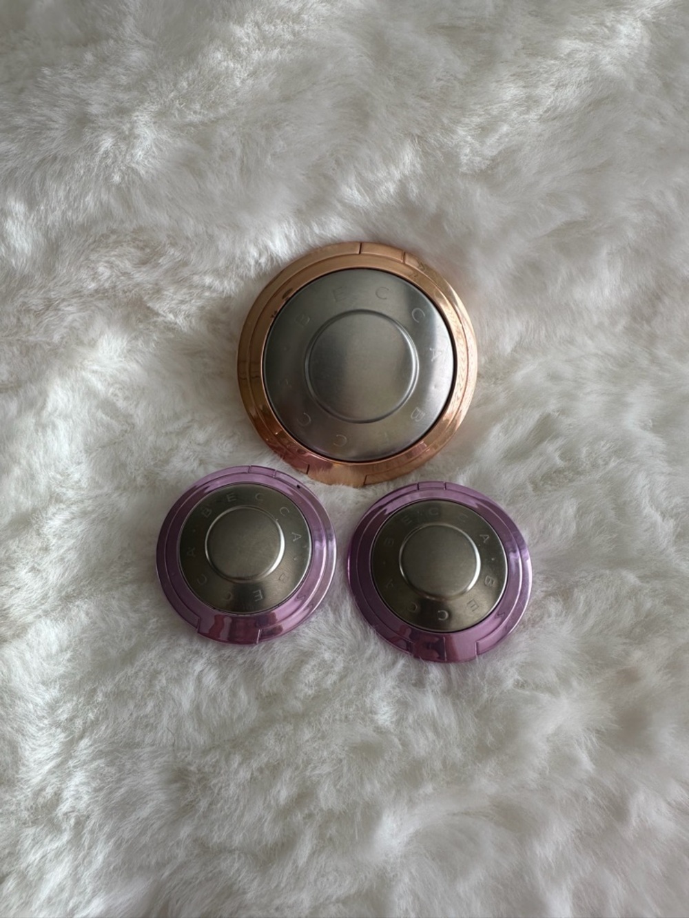 BECCA Metallic Rose Gold and Purple Pressed Compacts - Set of Three